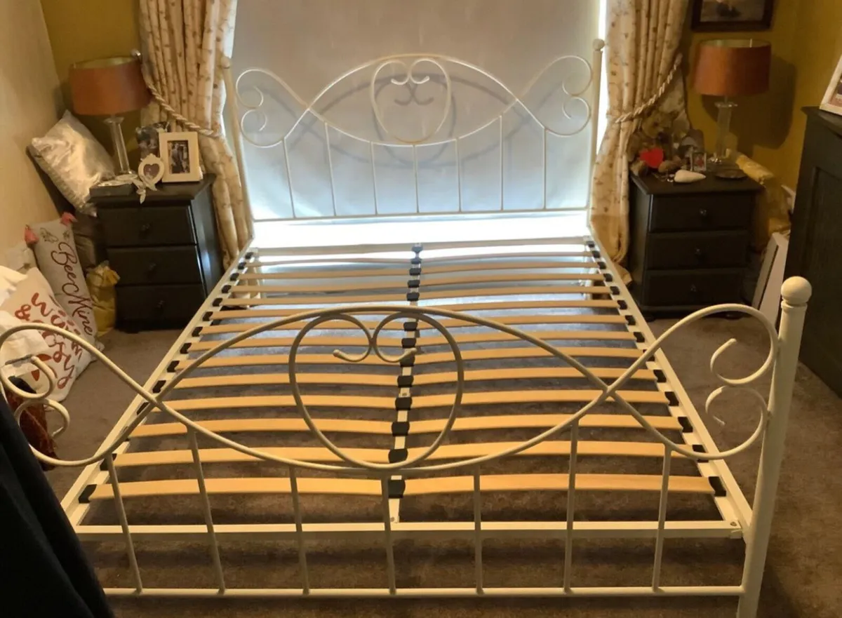 Beautiful Cream Solid Metal King Size Bed -Deliver - Image 2