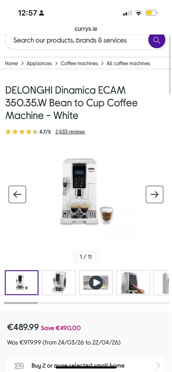 DeLonghi Dinamica Bean to Cup Coffee Machine - Image 2