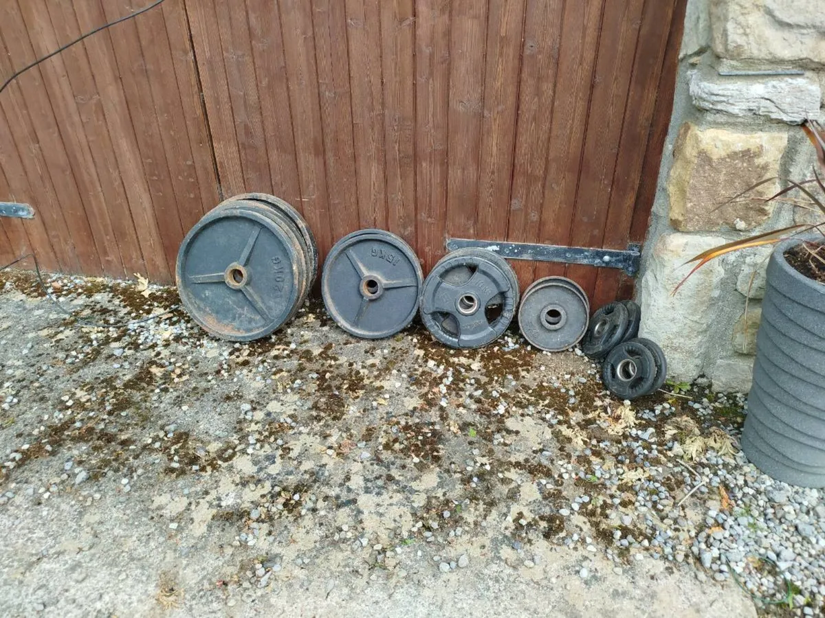 Old school squat rack, bench and weights - Image 4