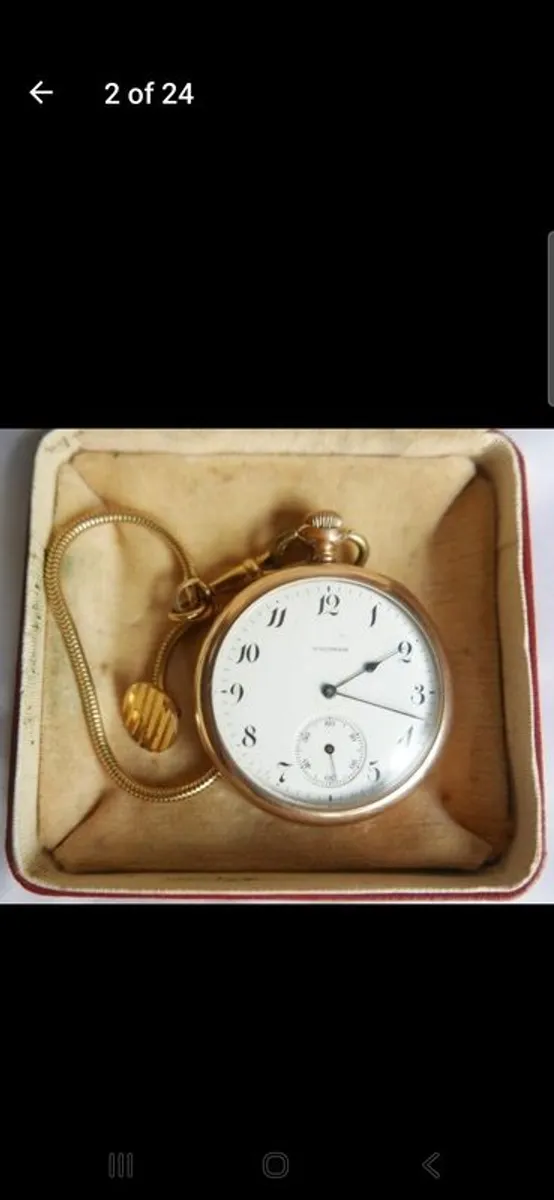 Antique waltham gold plated pendant pocket watch - Image 1