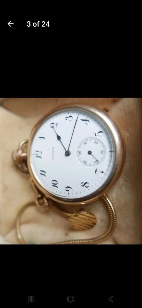 Antique waltham gold plated pendant pocket watch - Image 2