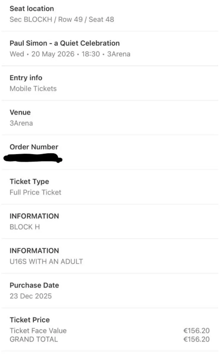 Paul Simon Tickets x 2 - Image 4