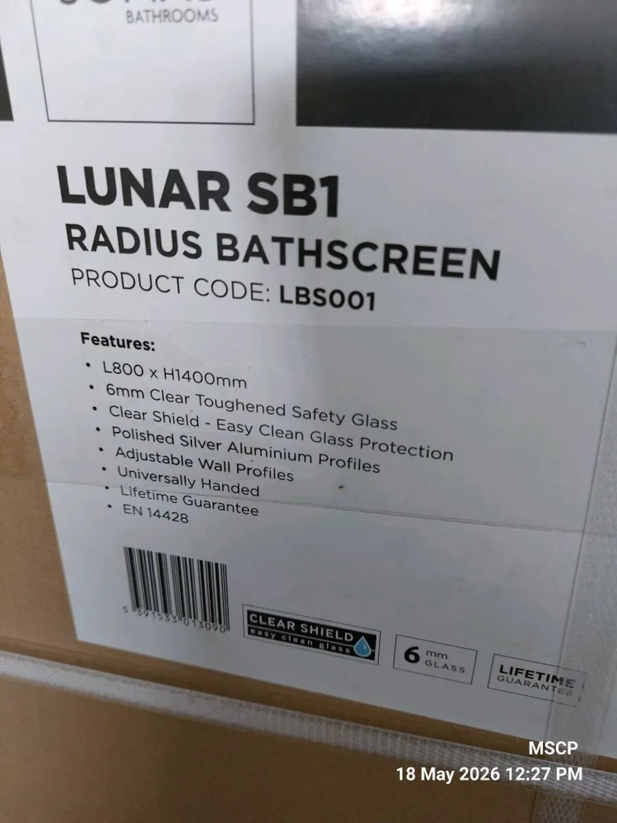 LUNAR SB1 Bath Screen – Curved Glass (3 Available) - Image 2