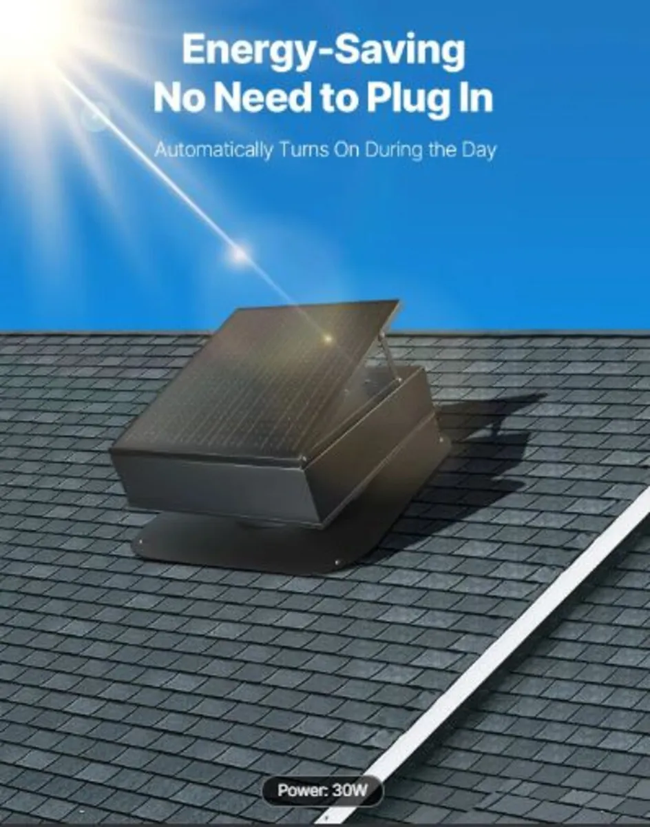 Roof Attic Exhaust Fan, 35W Smart Solar Roof - Image 3