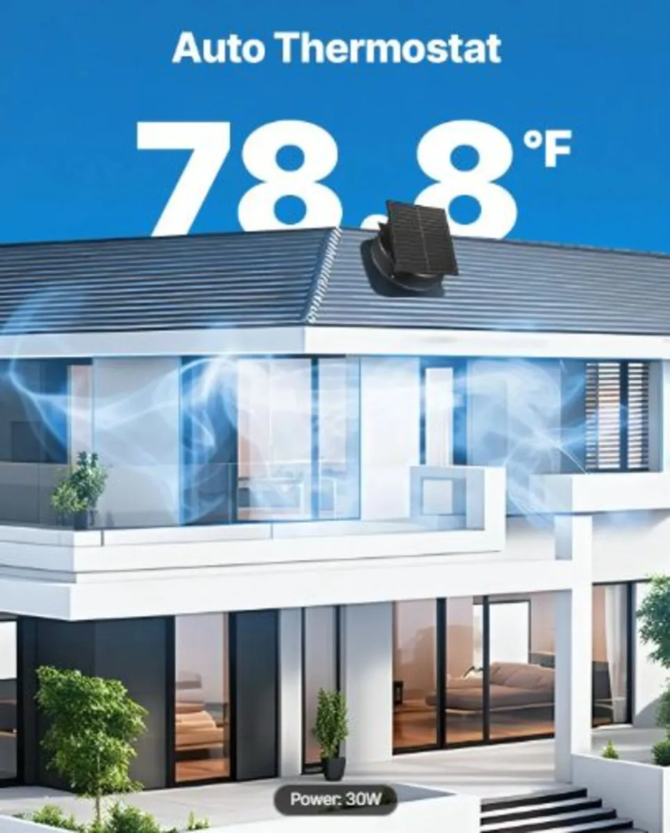Roof Attic Exhaust Fan, 35W Smart Solar Roof - Image 4