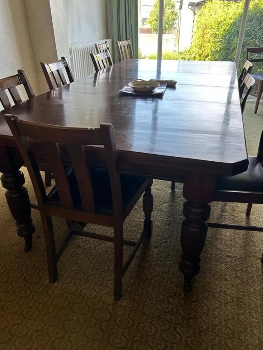 Large Solid Mahogany Extending Dining Table and Chairs - Image 2