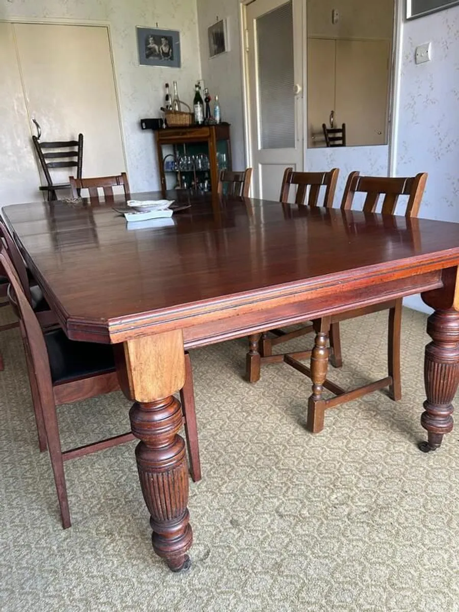 Large Solid Mahogany Extending Dining Table and Chairs - Image 3