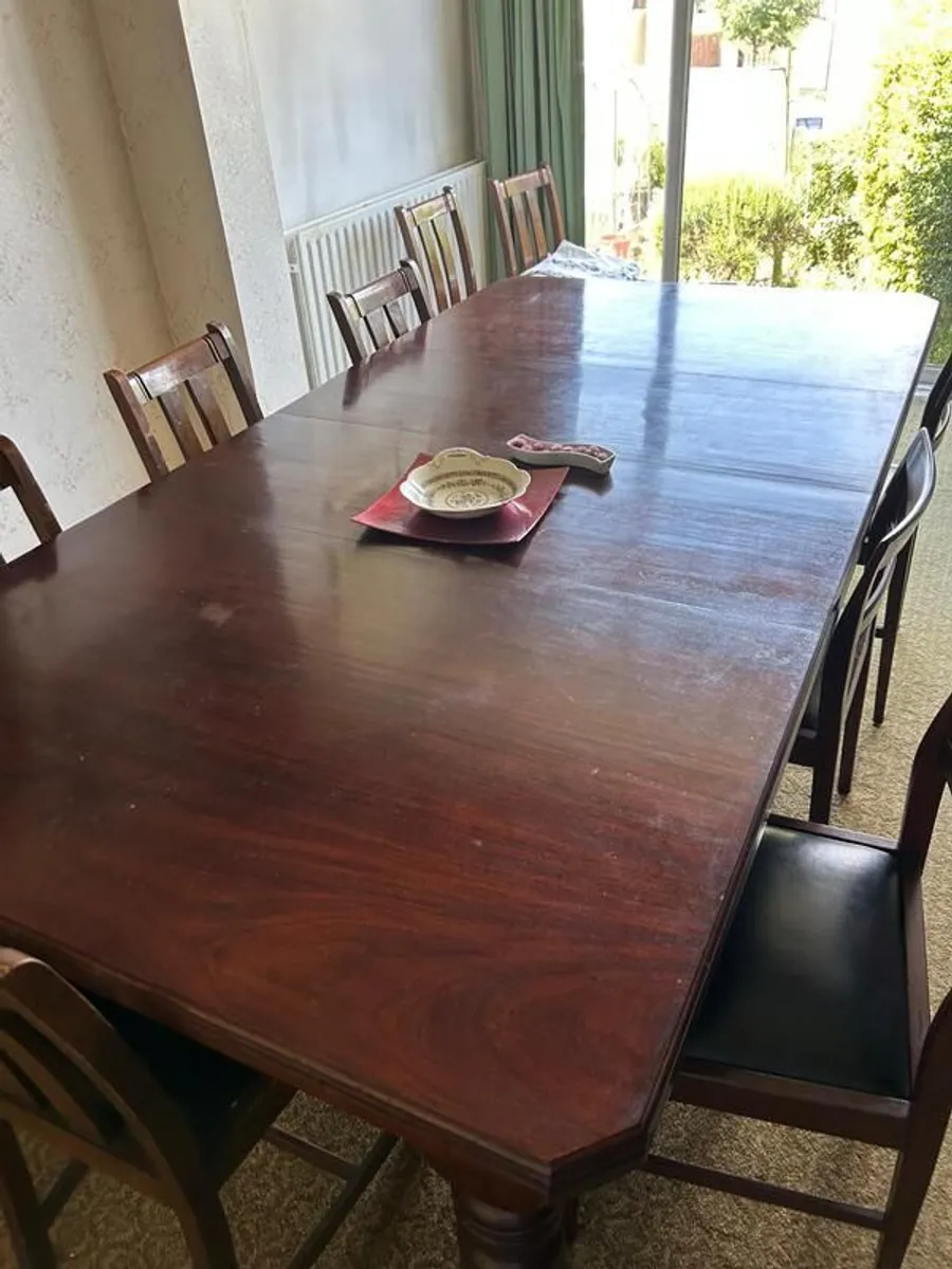 Large Solid Mahogany Extending Dining Table and Chairs - Image 1