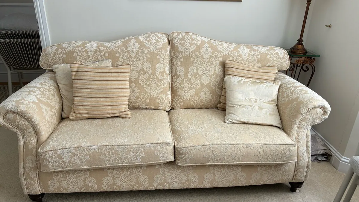 Gold and Cream 3 Seater Sofa - Image 1