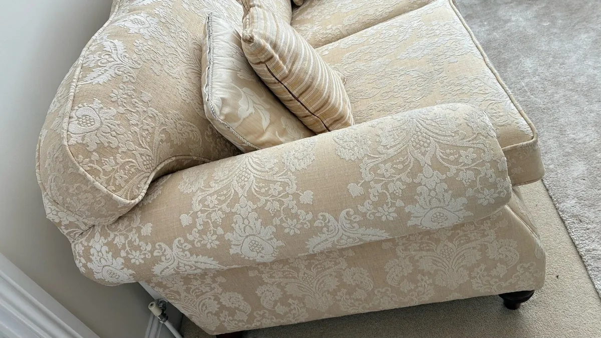 Gold and Cream 3 Seater Sofa - Image 4
