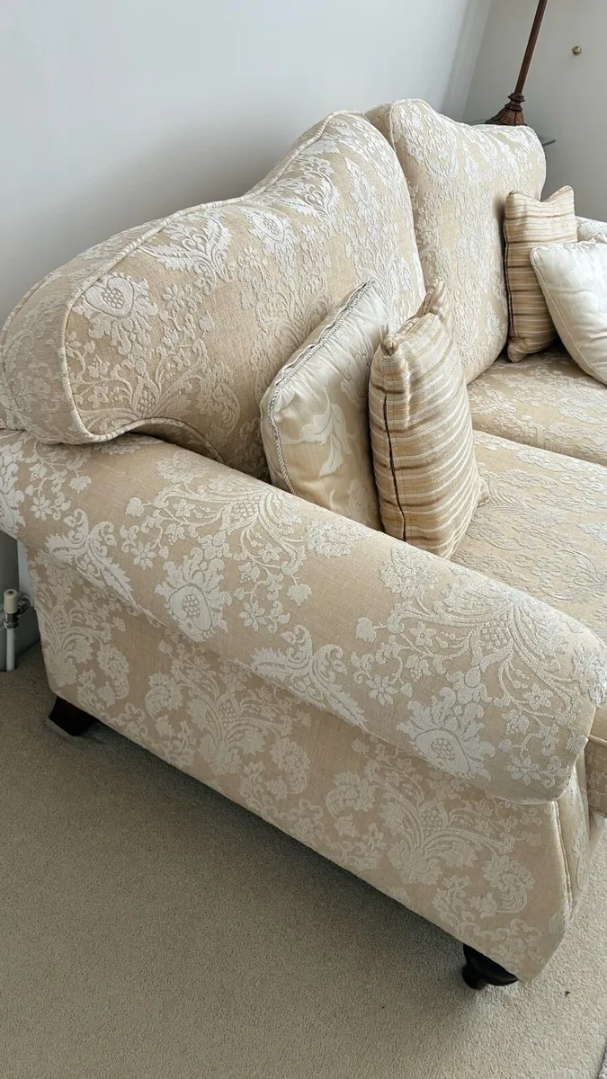 Gold and Cream 3 Seater Sofa - Image 3