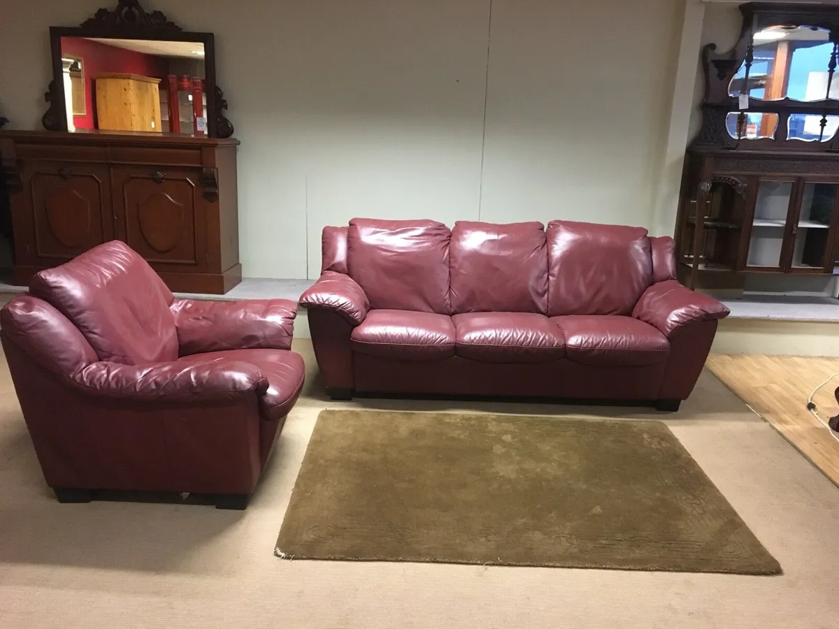 Leather Sofa & Armchair - Image 2