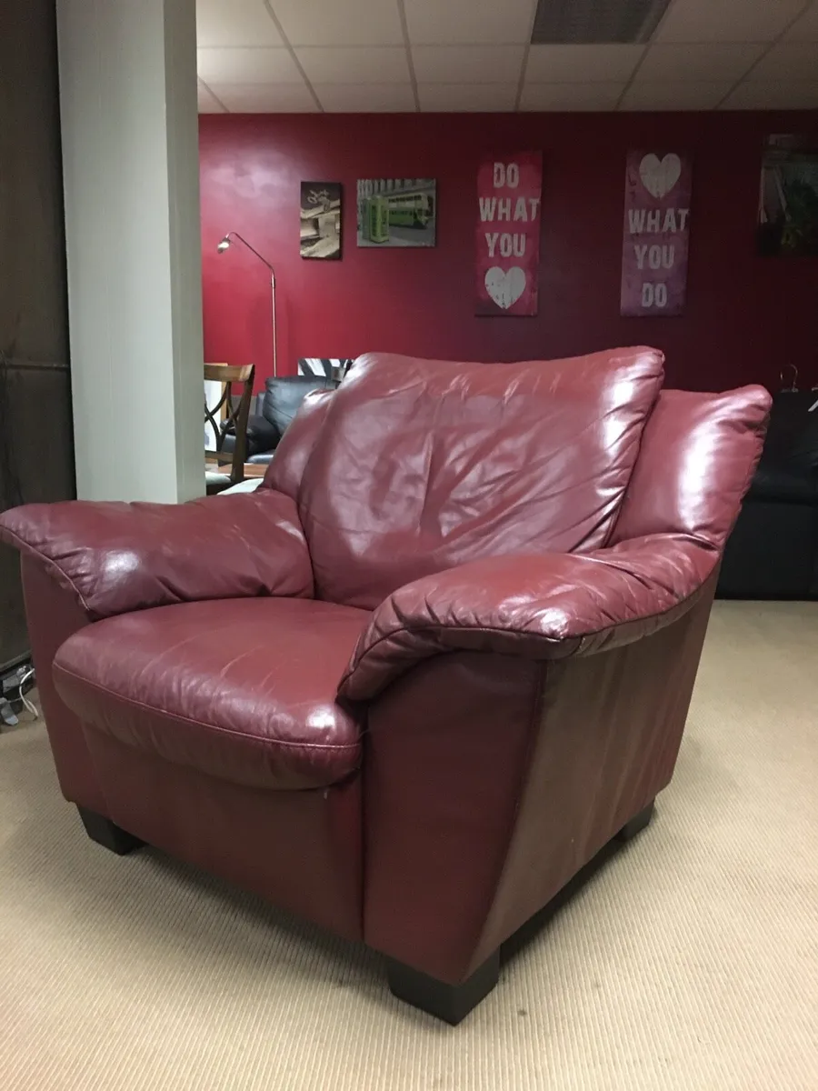 Leather Sofa & Armchair - Image 4