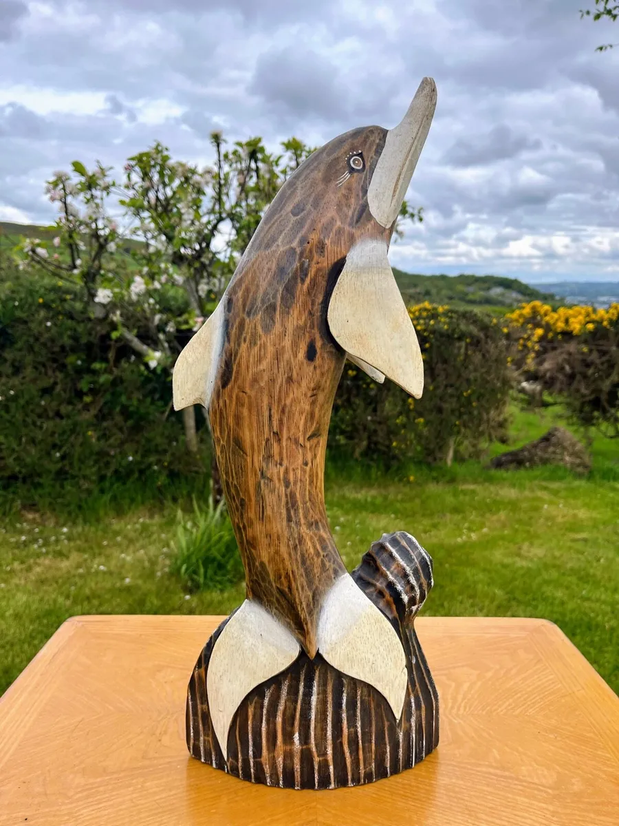 Wooden Dolphin Sculpture 50cm in height - Image 1