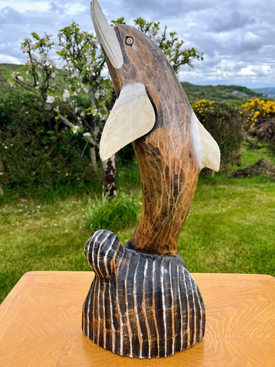 Wooden Dolphin Sculpture 50cm in height - Image 2