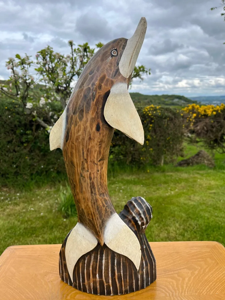Wooden Dolphin Sculpture 50cm in height - Image 4