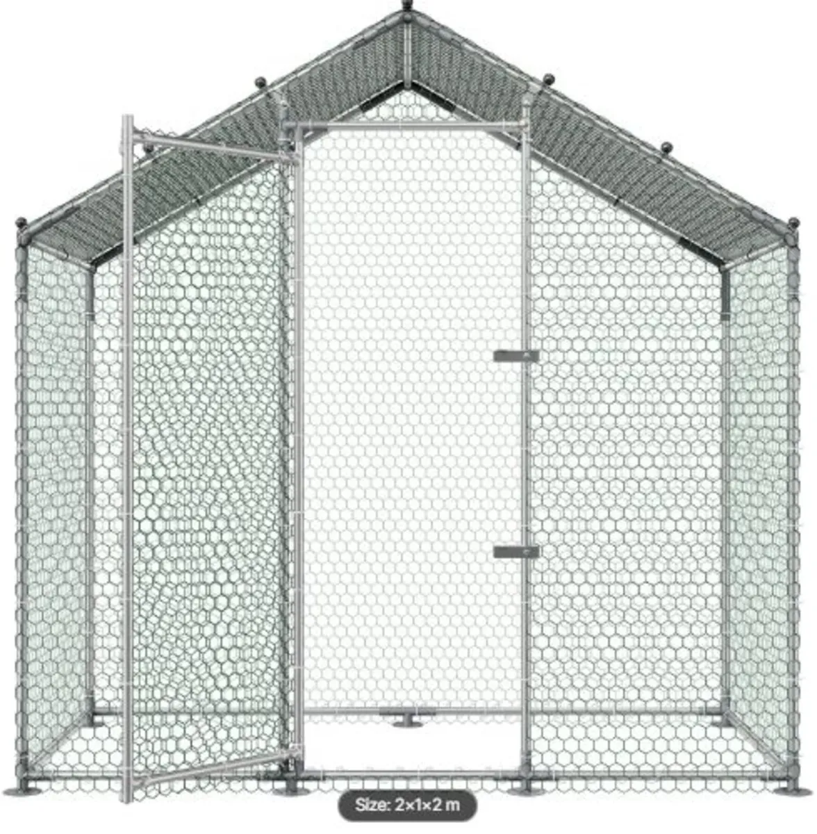 Large Metal Chicken Coop, 2 x 1 x 2 m, Walk-in - Image 2