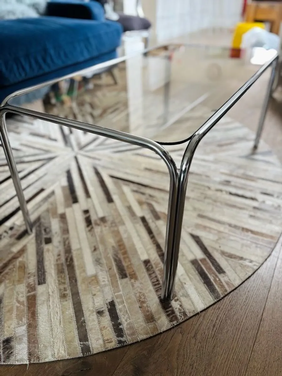 Vintage 1970s Space Age / Bauhaus Style Chrome & Smoked Glass Coffee Table - Image 1