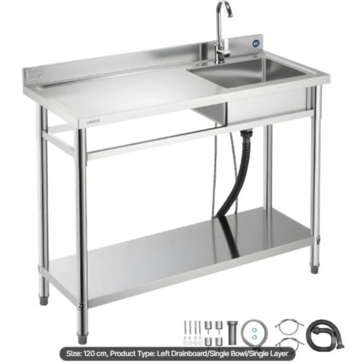 Stainless Steel Utility Sink, Free Standing Single - Image 1