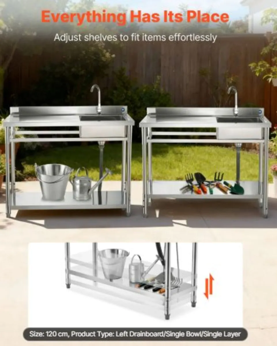 Stainless Steel Utility Sink, Free Standing Single - Image 3