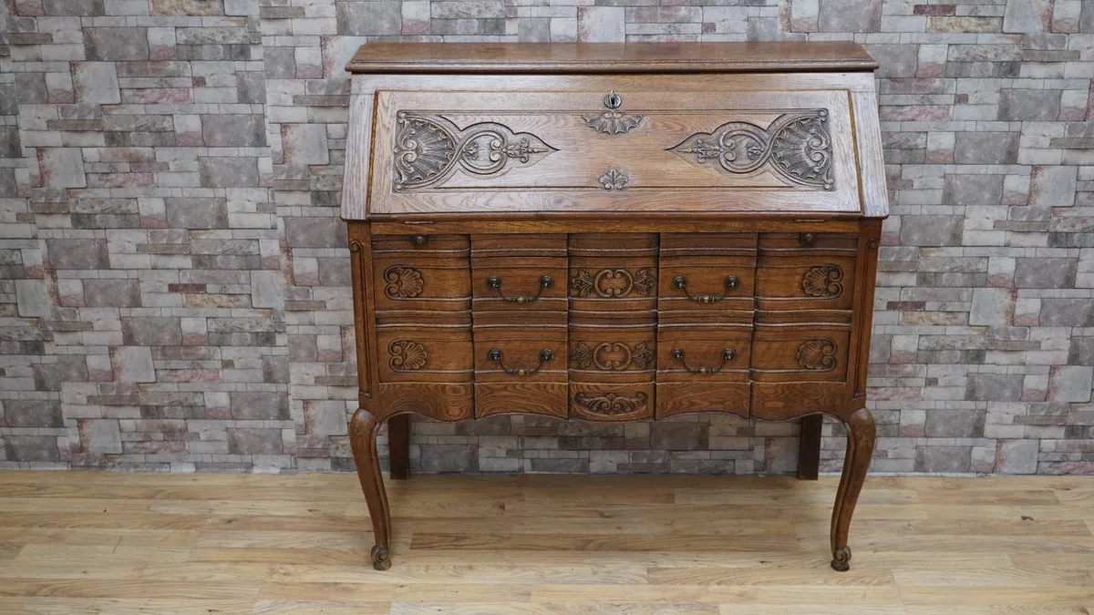 Solid Oak French Bureau - Image 2