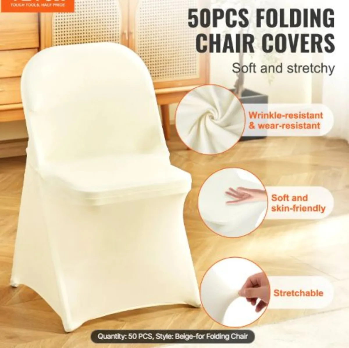 Stretch Spandex Folding Chair Covers, Universal - Image 2