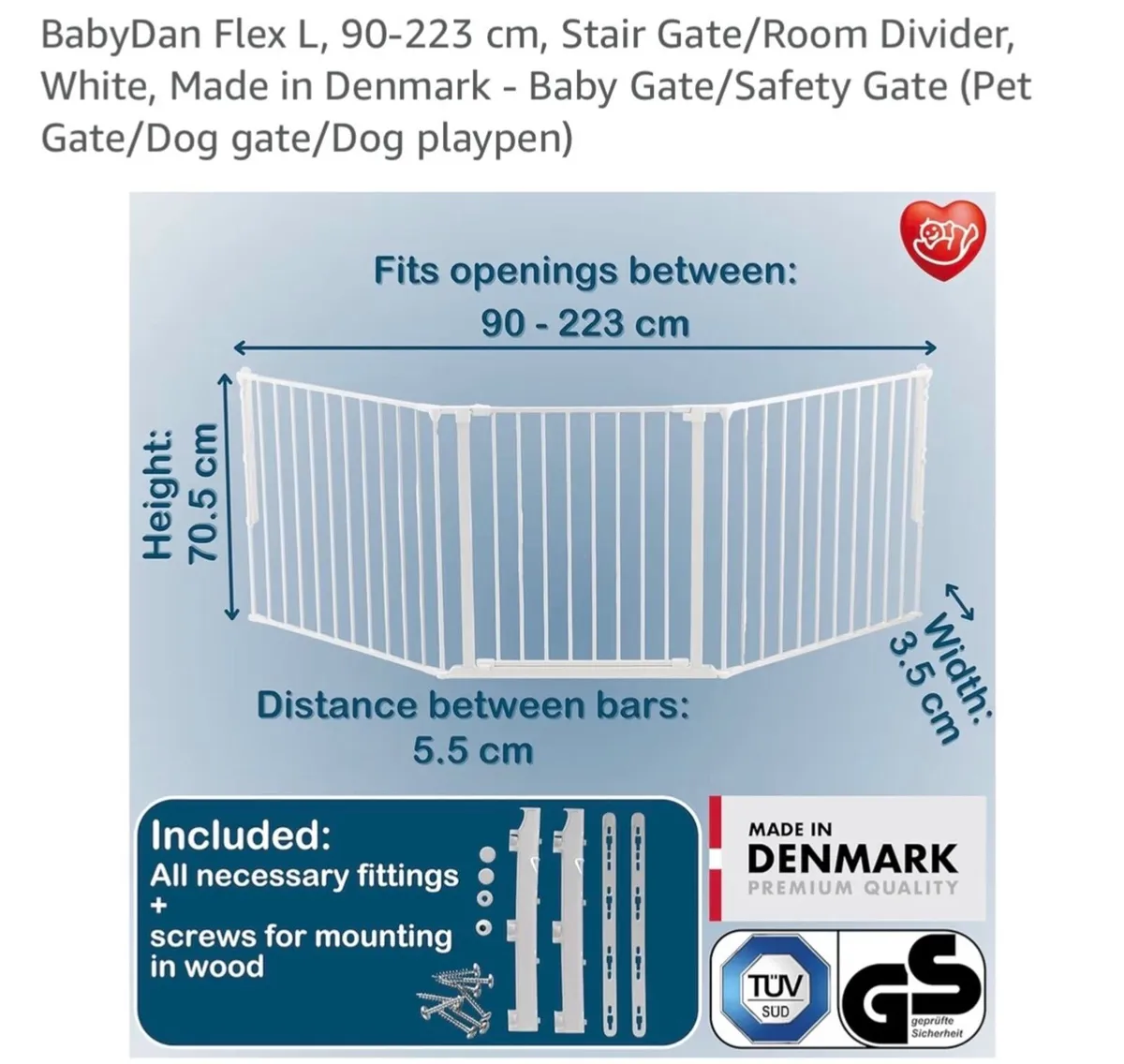 BabyDan Flex L, 90-223 cm, Stair Gate/Room Divider - Image 2
