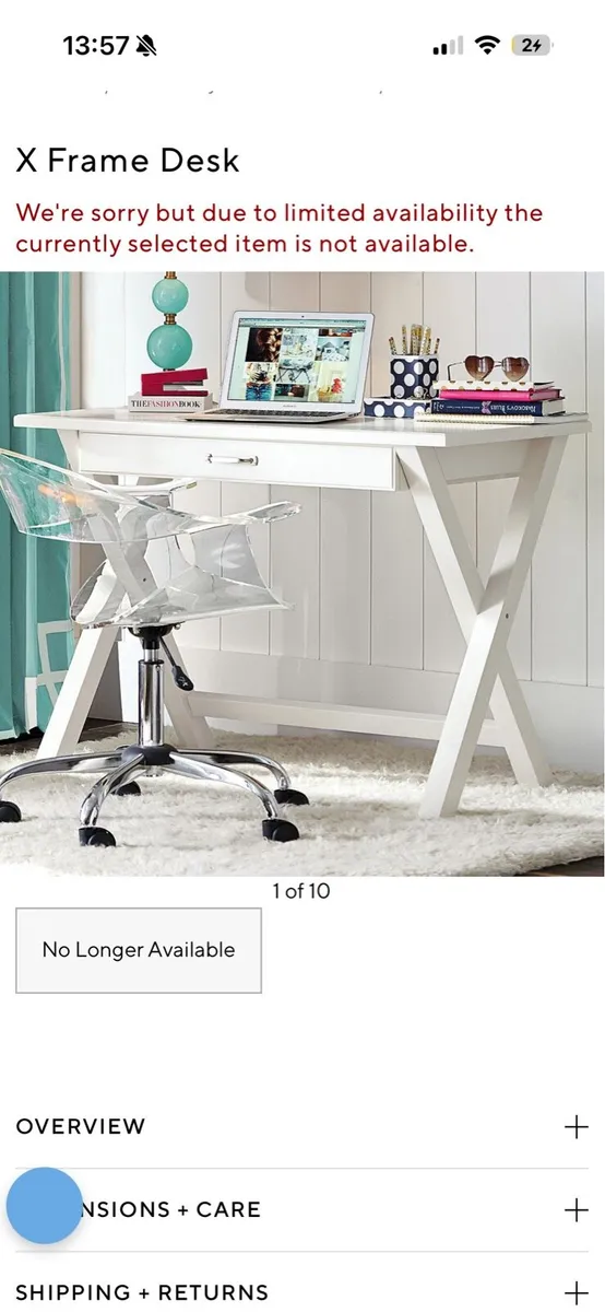 Pottery Barn XFrame Desk RRP €600)-QUICK SALE! - Image 3