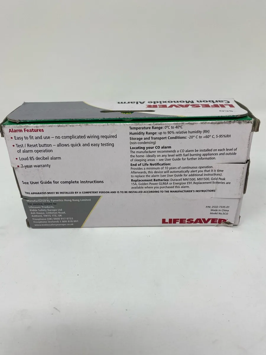 Kidde Lifesaver 5CO Carbon Monoxide Alarm Detector - Image 2