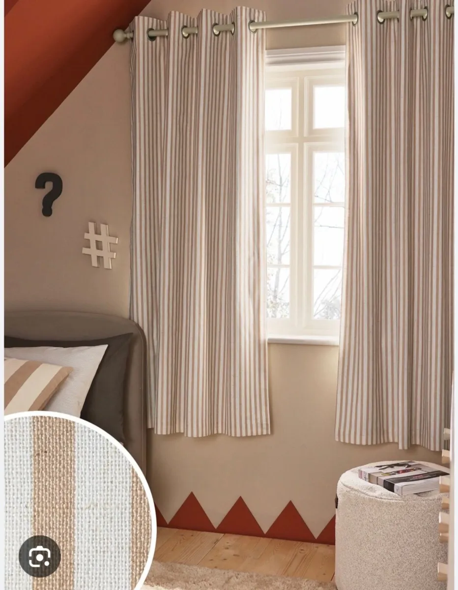 Rust stripe curtains 117wx183d