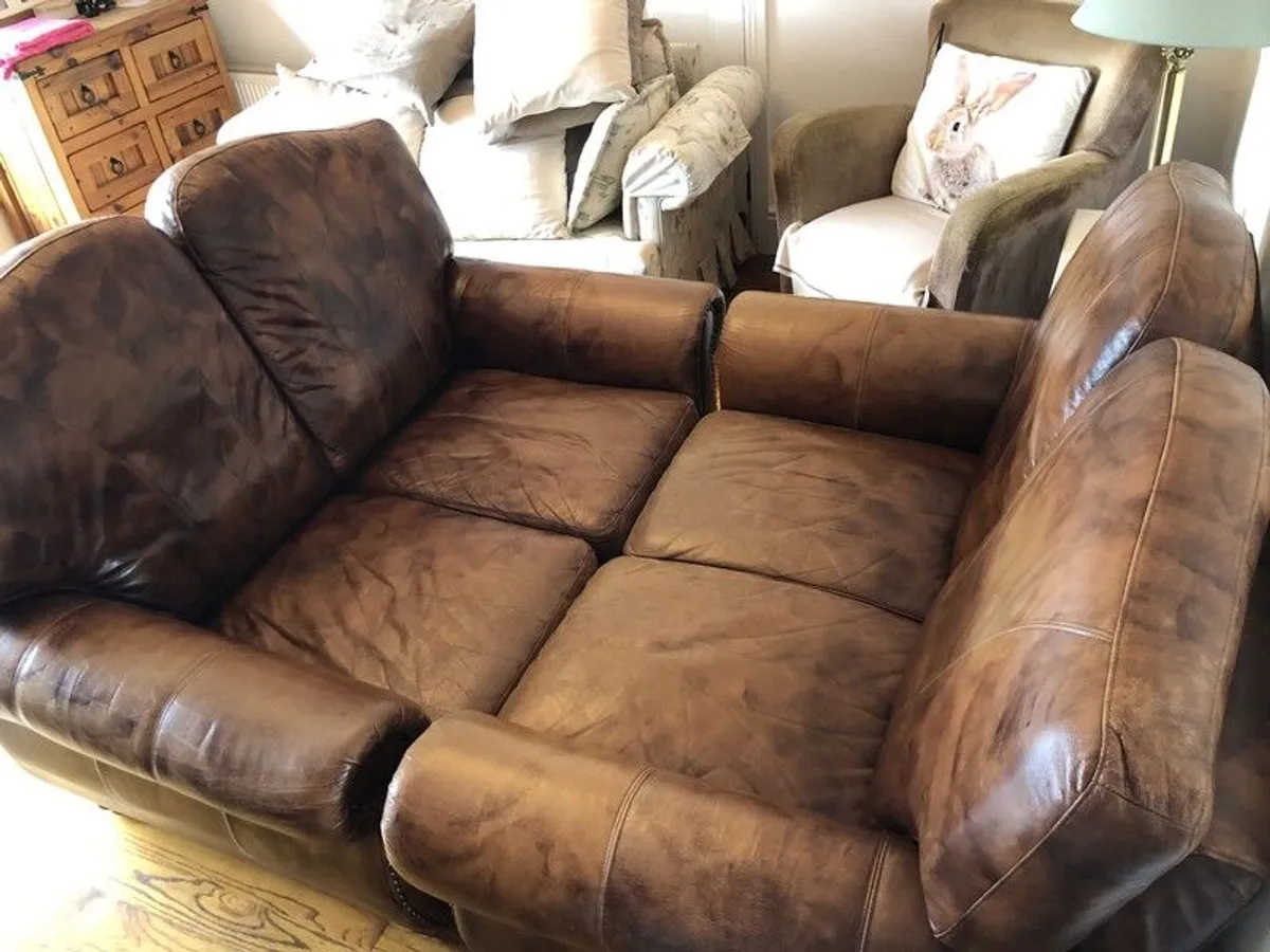 Leather Two Seater Sofas and 3,2, 1 Sofas for Sale - Image 1