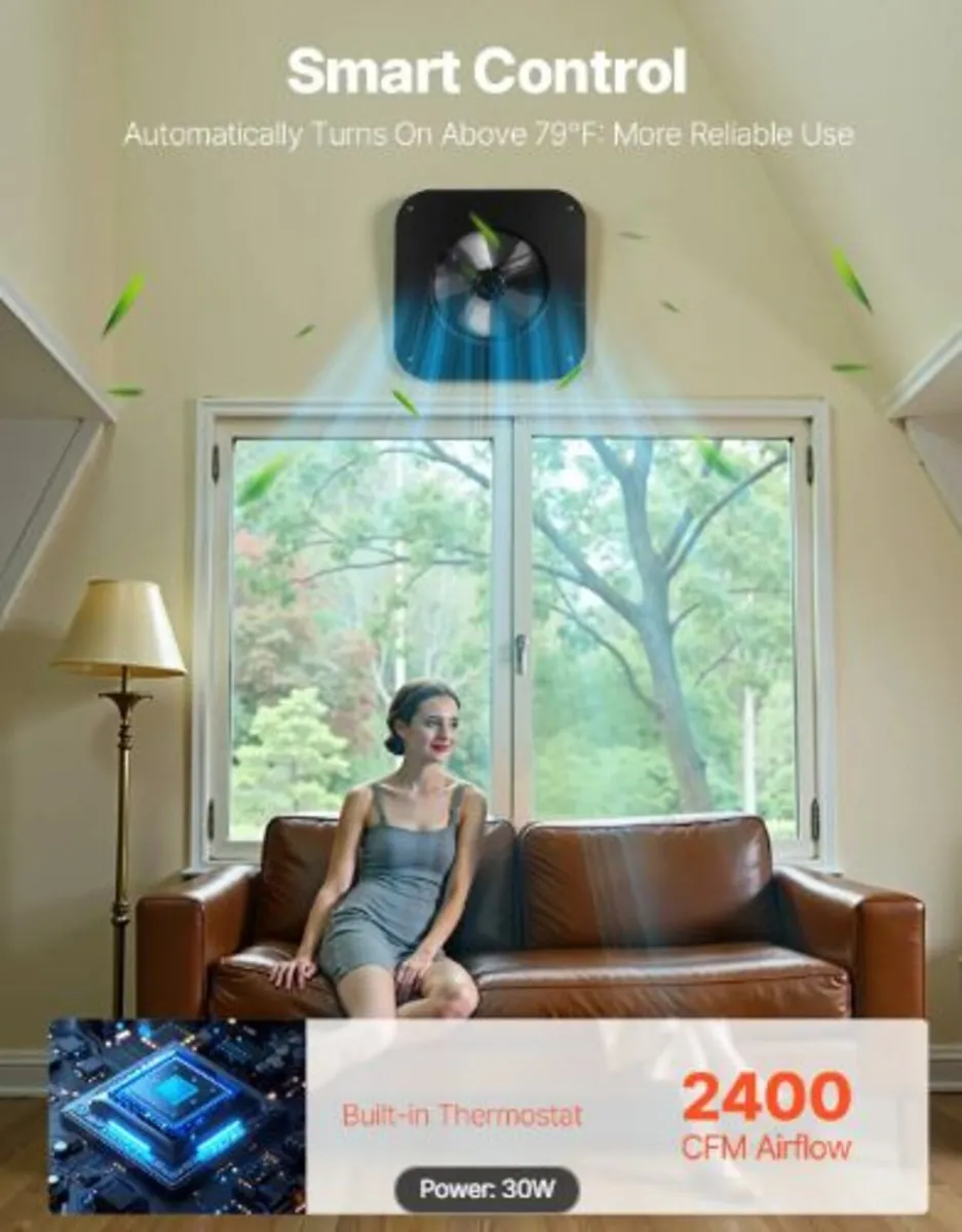 Roof Attic Exhaust Fan, 35W Smart Solar Roof - Image 2