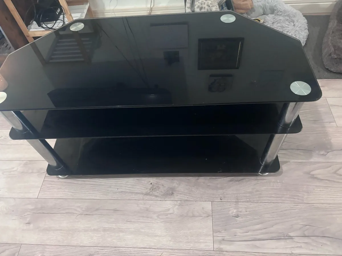 Black Glass Tv Stand - Image 1