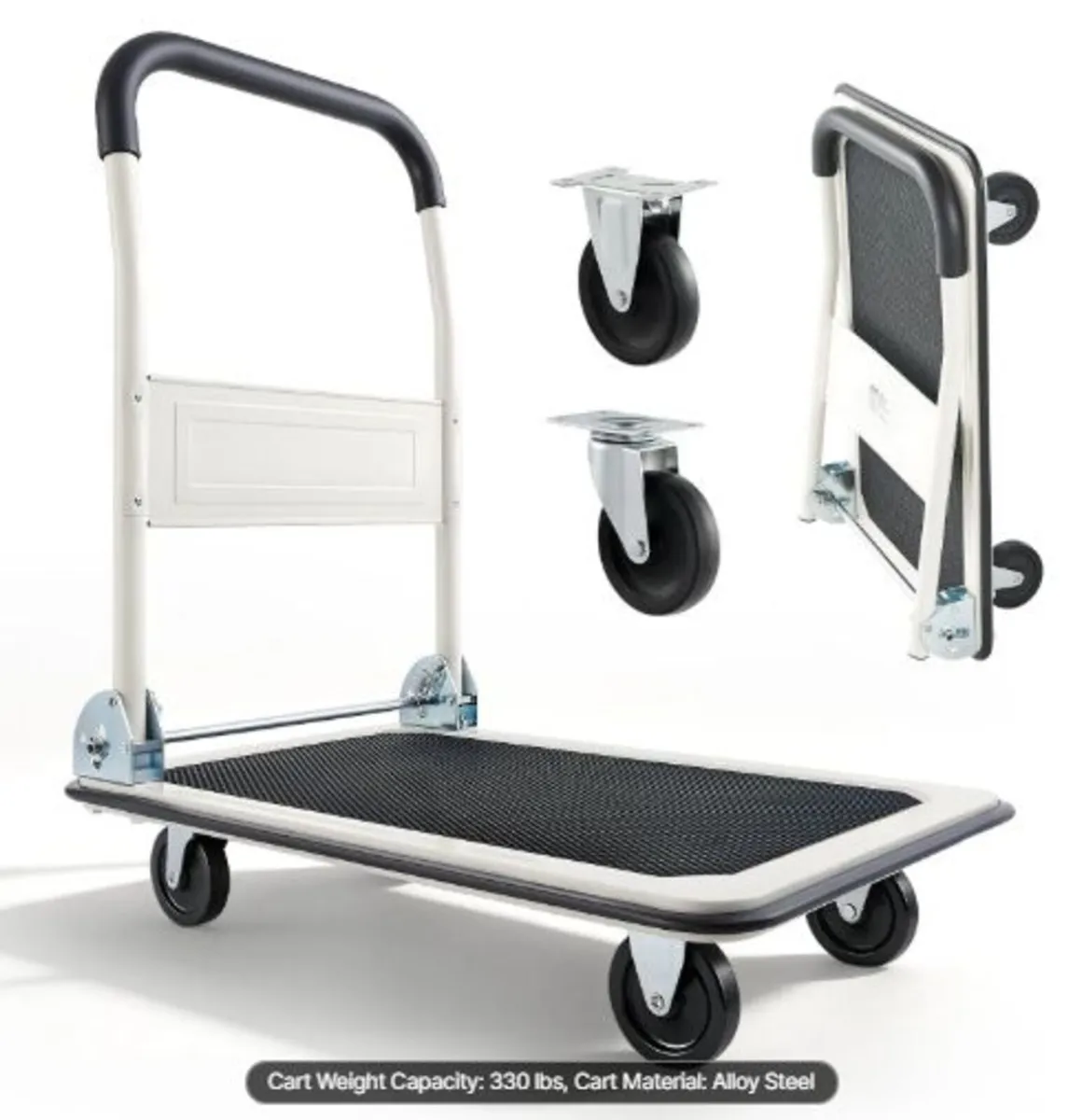 Foldable Push Cart Dolly, 149.69 kg Capacity Fold - Image 1
