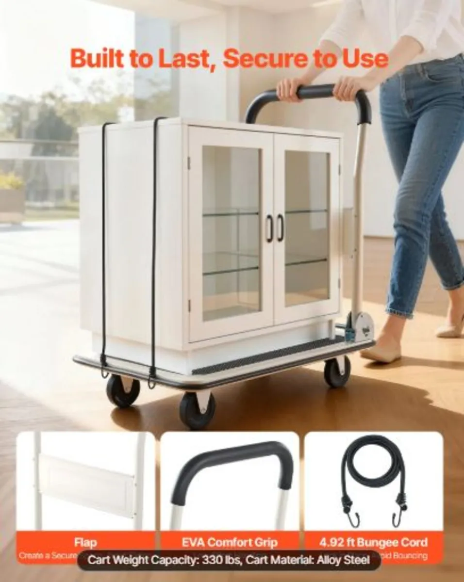Foldable Push Cart Dolly, 149.69 kg Capacity Fold - Image 3