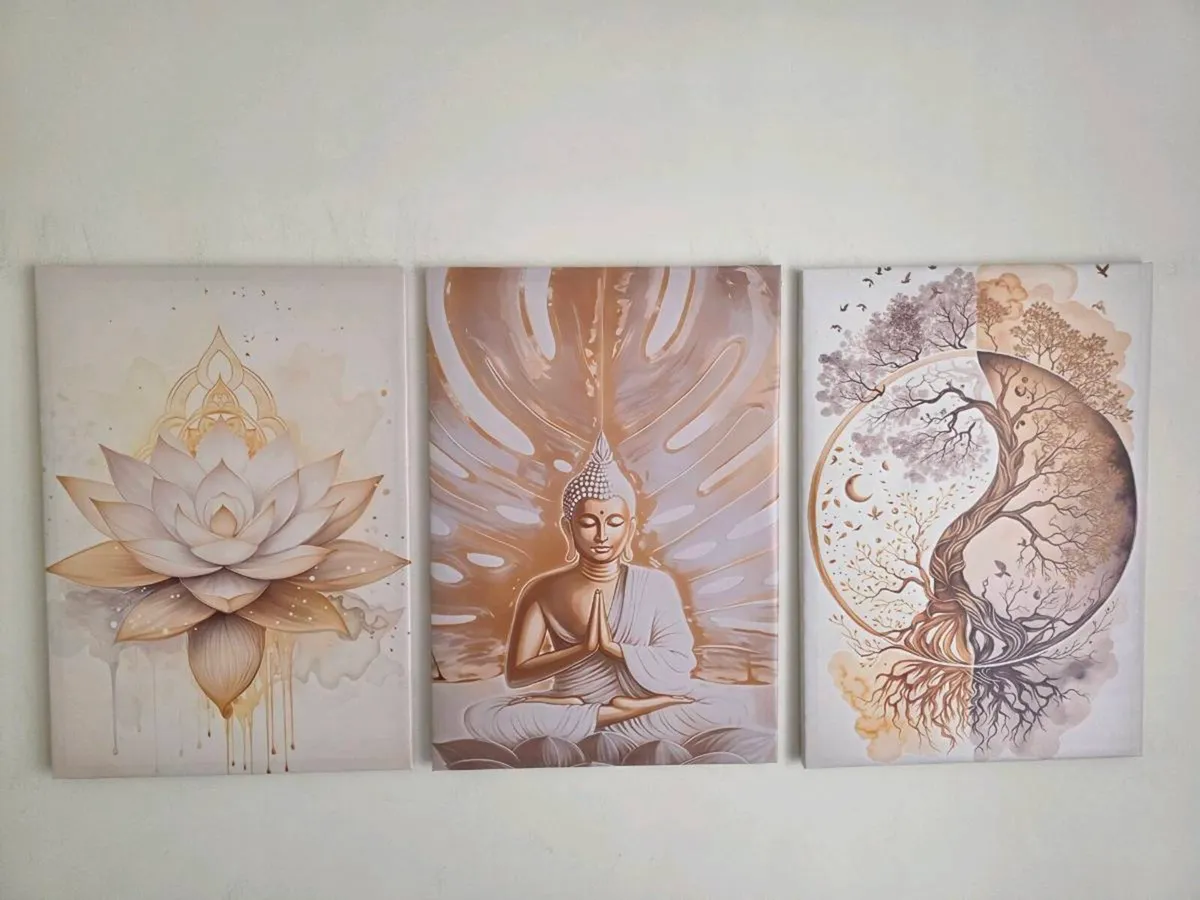 Set of 3 framed canvas 45x65cm - Image 1
