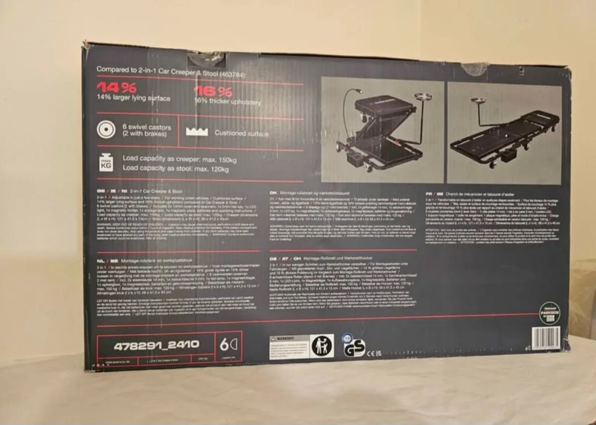 2-in-1 Car Creeper & Workshop Stool - Brand New in - Image 2