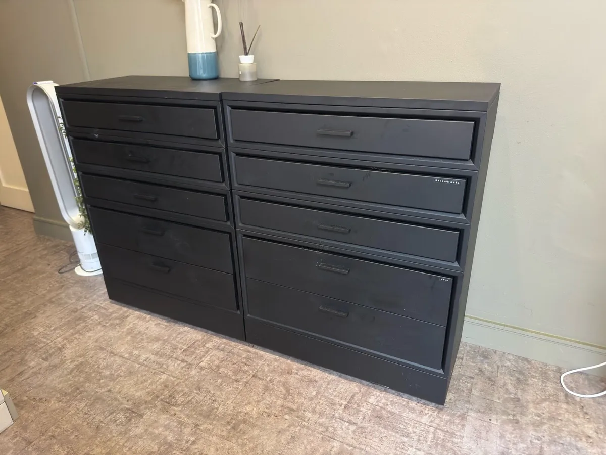 Black metal storage drawer