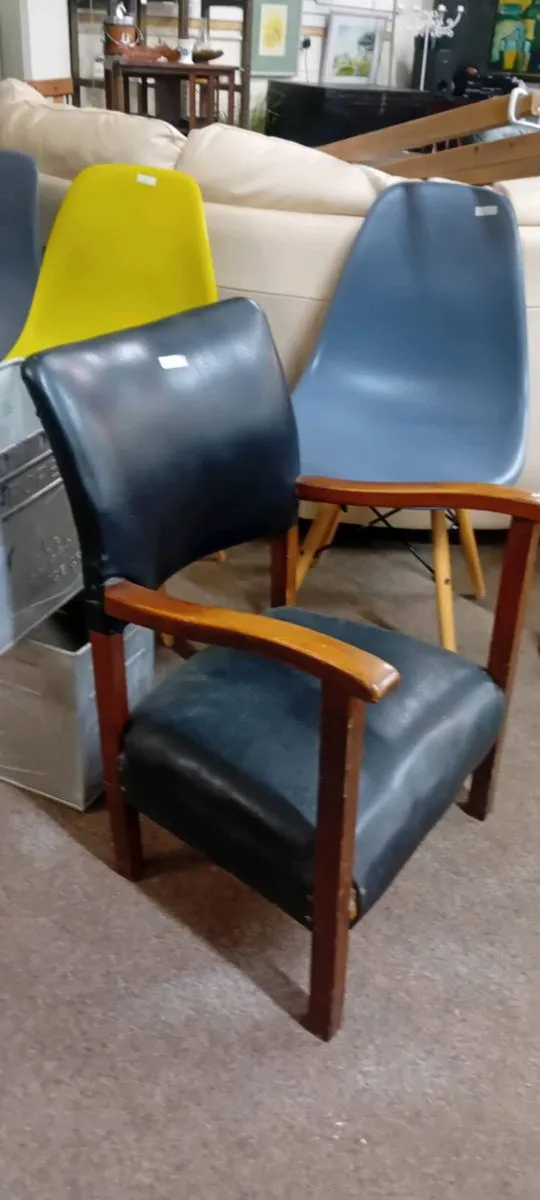 Vintage Low Faux Leather Fireside Chair - Image 2