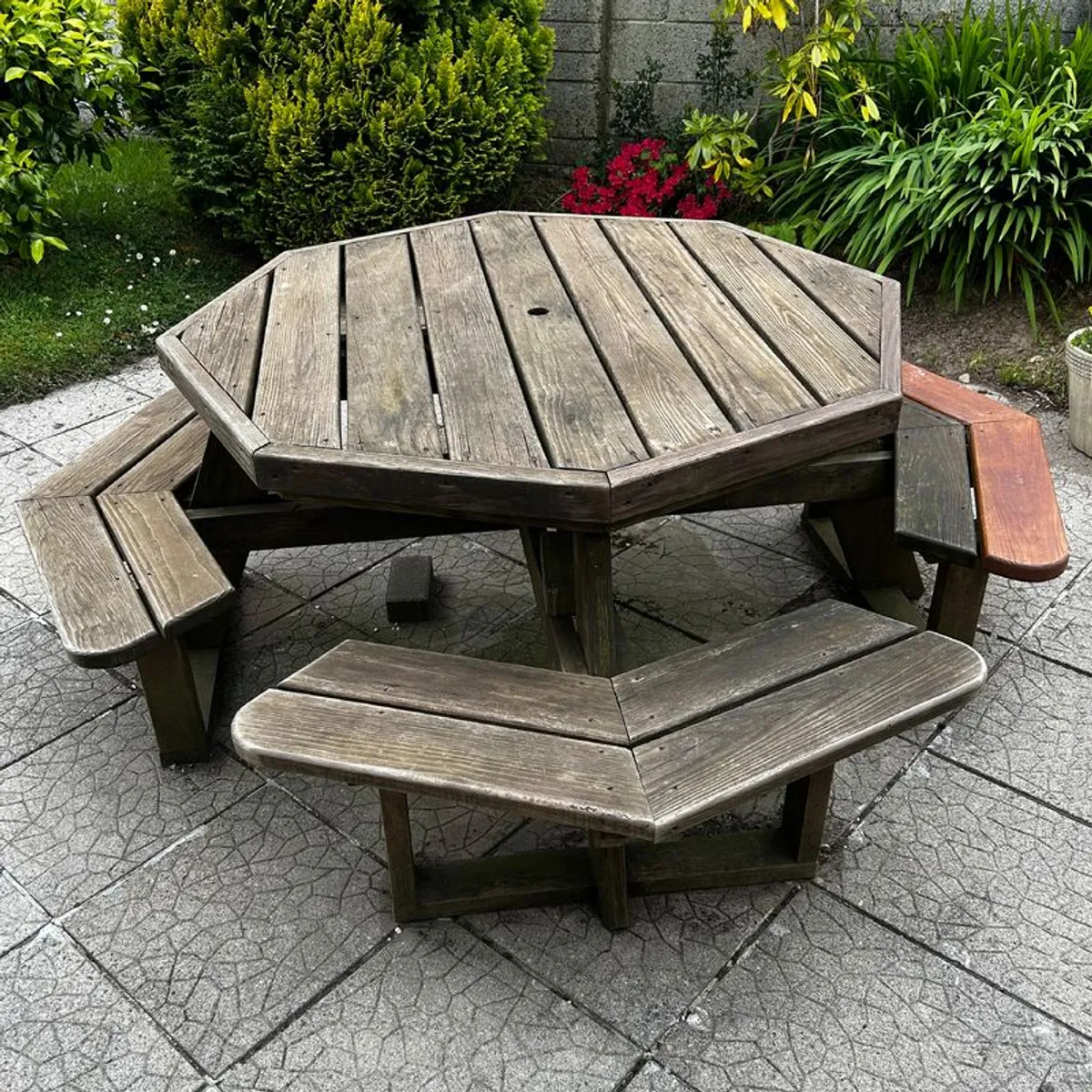 Wooden Picnic Table with built in seating - Image 3