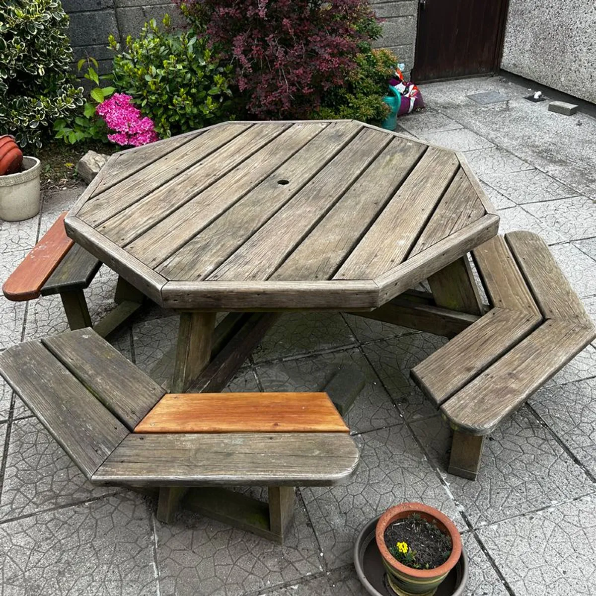 Wooden Picnic Table with built in seating - Image 2