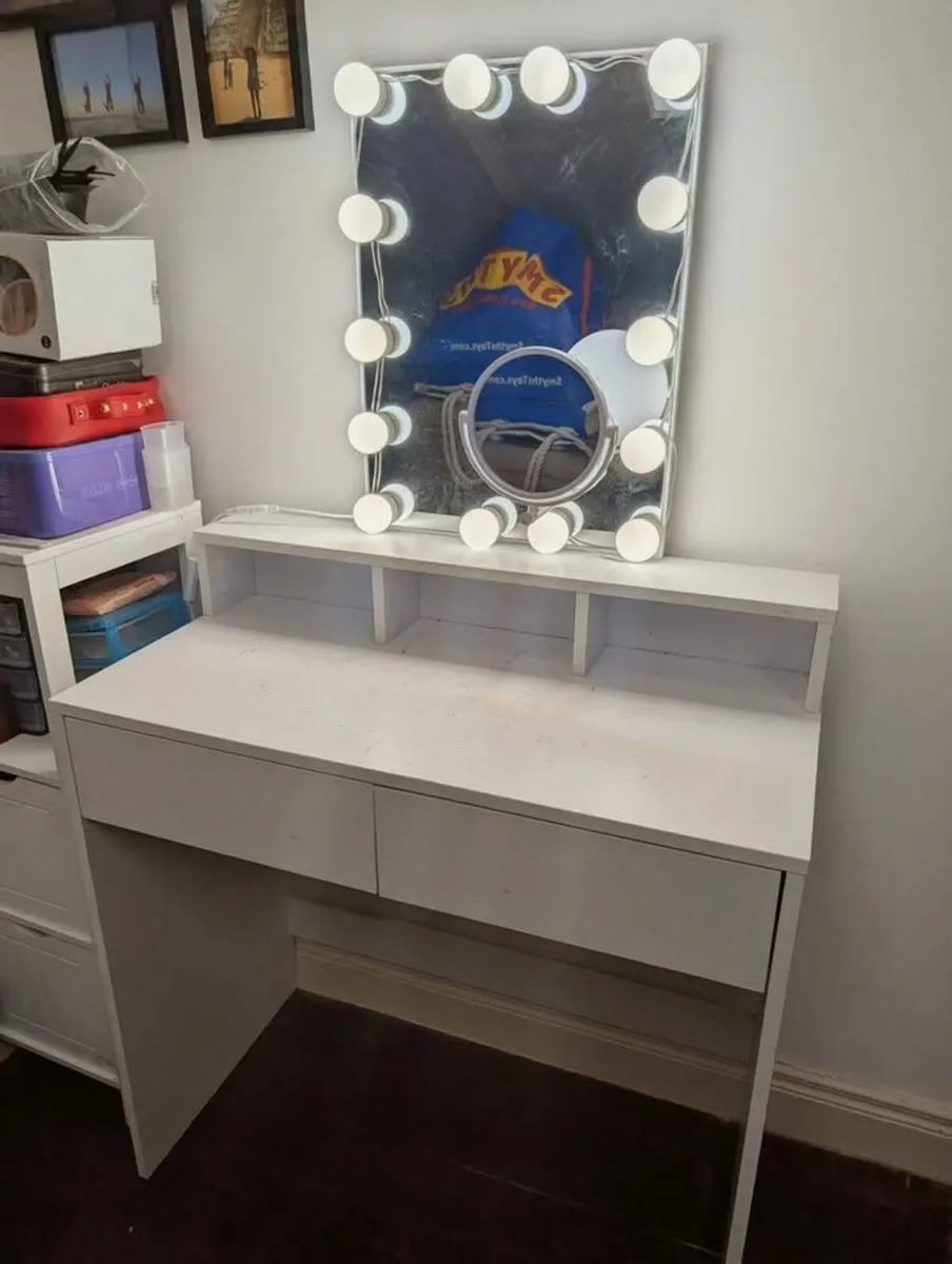 White Dressing Table / Vanity Table with mirror - Image 1
