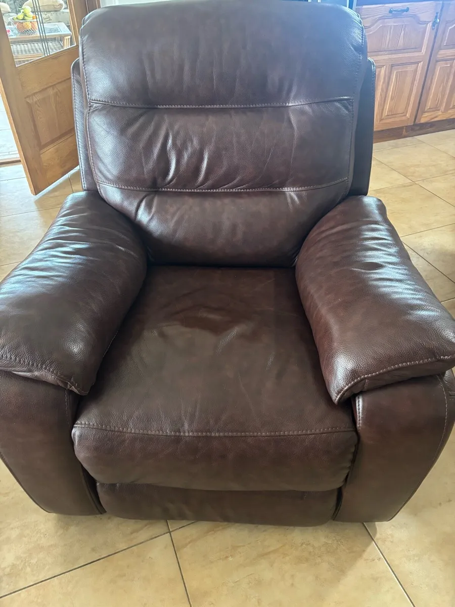 Brown Leather reclining couch - Image 2