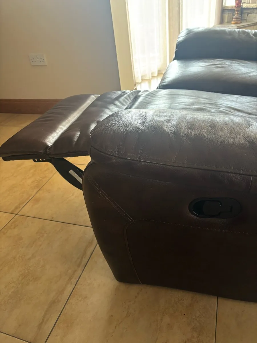 Brown Leather reclining couch - Image 3