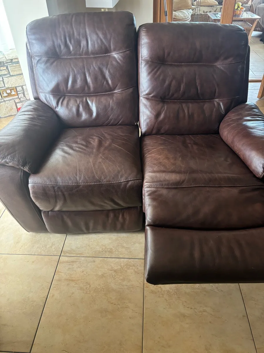 Brown Leather reclining couch - Image 4