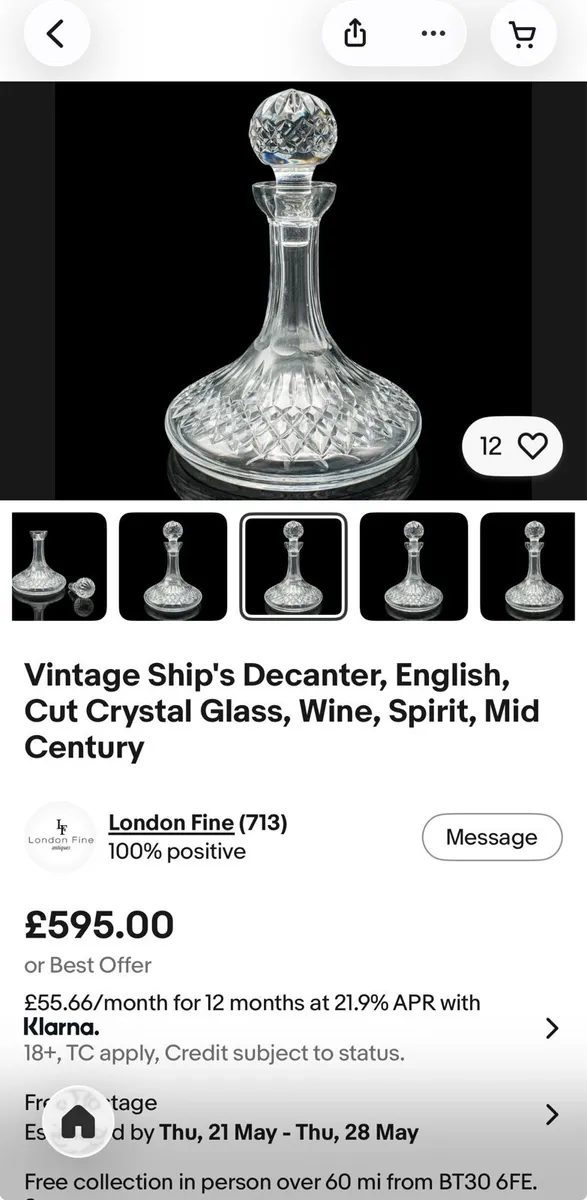 1990s Edinburgh Crystal Ships Decanter - Image 3