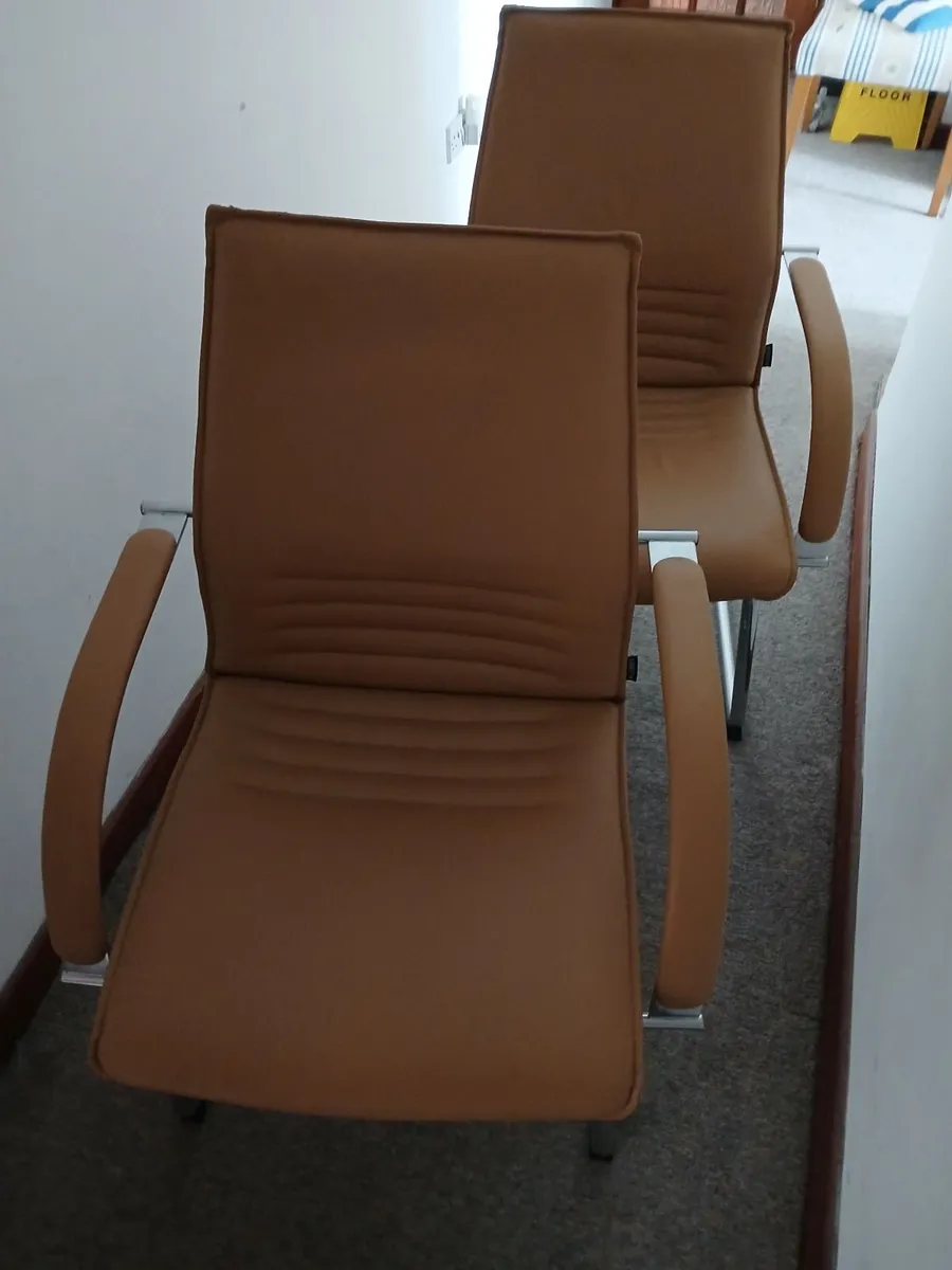 Reception chairs new  full leather cantiliver - Image 4