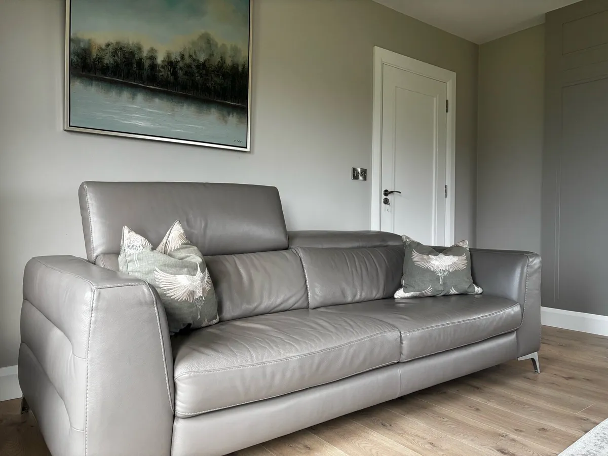 Natuzzi Leather Couch & Recliner - Image 1