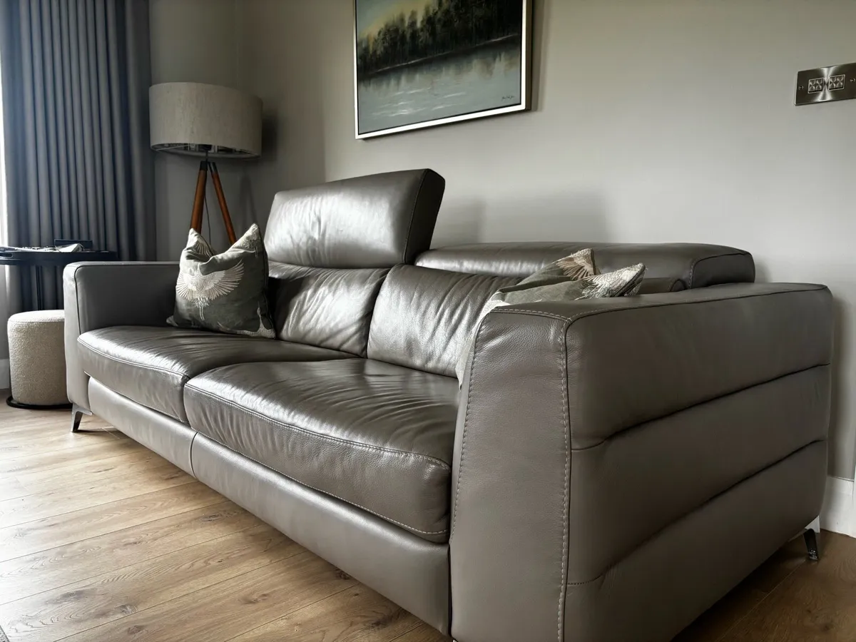 Natuzzi Leather Couch & Recliner - Image 2