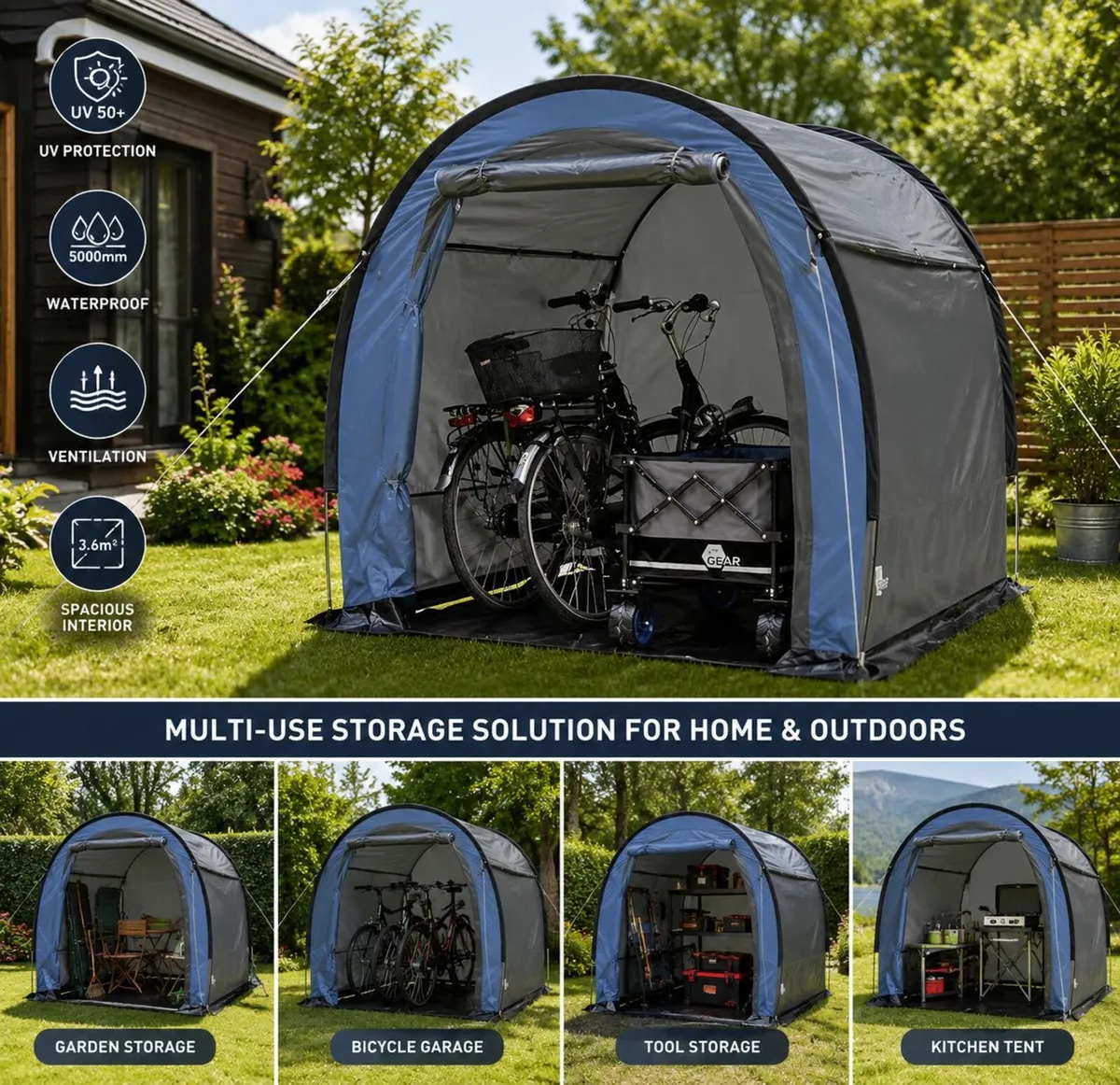 Multi-Use Storage Tent for Up to 4 Bicycles - Image 1